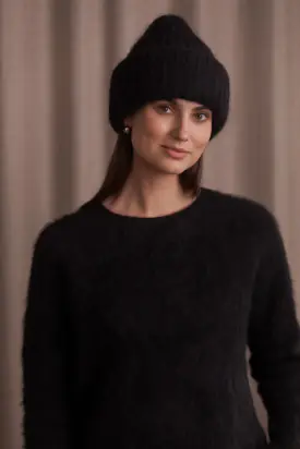 Mai kid mohair blend chunky beanie, black