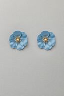 Flower small earrings, pearl blue
