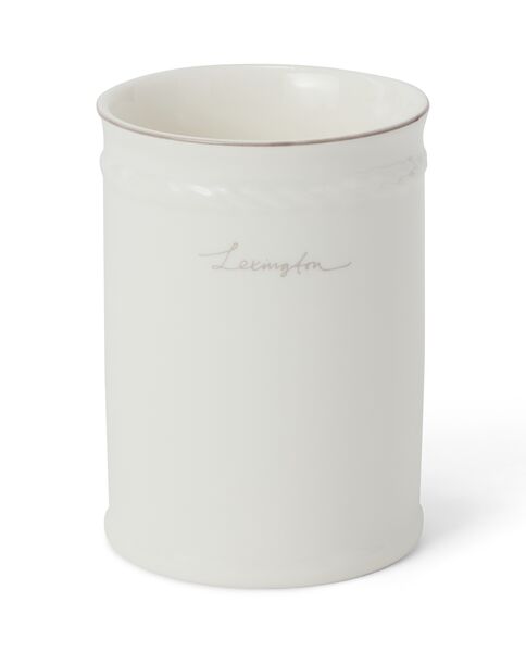 Porcelain toothbrush mug, white/beige