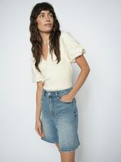 Jada V-SS puff tee, Ecru