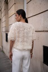 Textured rose shirt, ecru