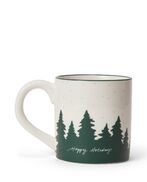 Happy holidays stoneware mug, white/green