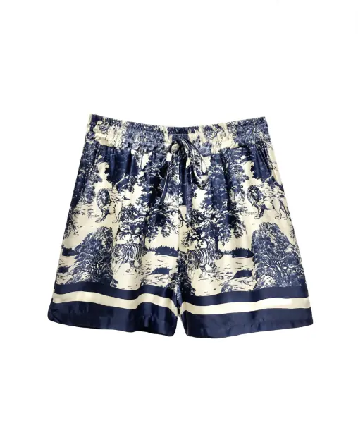 Shorts with Toile De Jouy print, navy