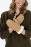 Sheepskin emb mitten, chestnut