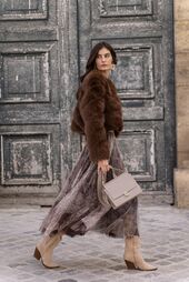 Paula faux fur jacket, coffee