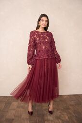 Rosette blouse, bordeaux