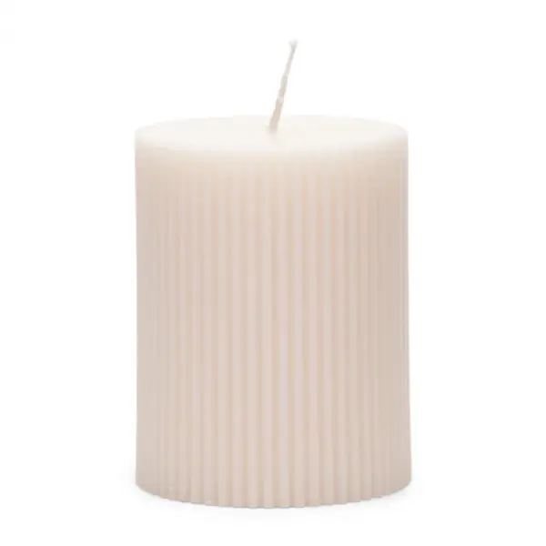 Fine rib pillar candle 7x9, white