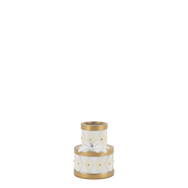 Noël candlestick with bow, antique cream