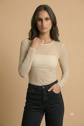 Mesh blouse, ecru