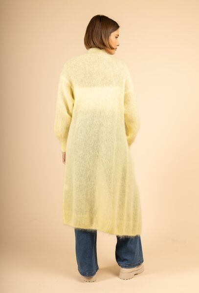 Long mohair cardigan, light yellow
