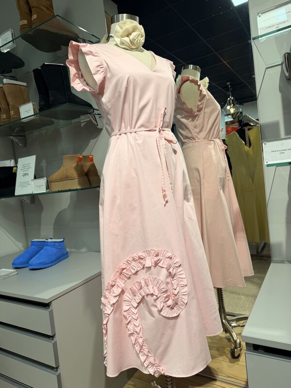 Short Sleeve Ruffle Dress, Pink