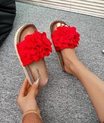 Flower sandals, red