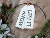 Sign let it snow 2pcs, antique white