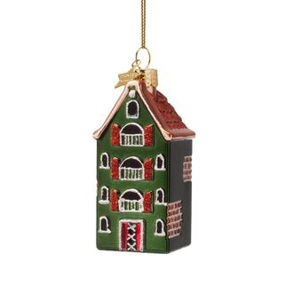 Ornament Amsterdam canal house 9cm, green