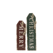 Signs Merry Christmas set of 2, green/red