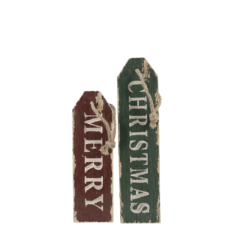 Signs Merry Christmas set of 2, green/red