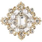 Crystal vintage brooch, white mix
