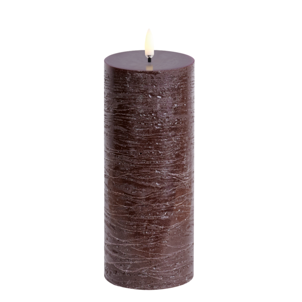 Led pillar candle 20cm, rustic brown