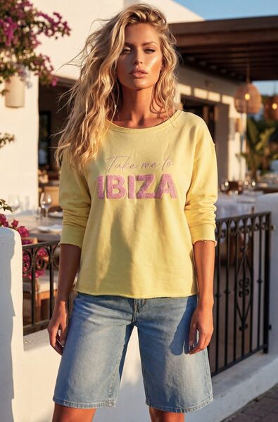 Take me to Ibiza sweater, yellow