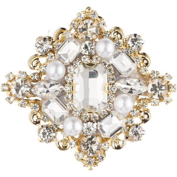 Crystal vintage brooch, white mix