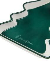 Tree stoneware small dish, green/white