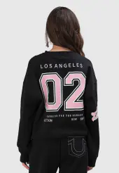 Embroidered BF Pullover Crewneck, Jet Black