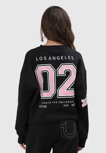 Embroidered BF Pullover Crewneck, Jet Black