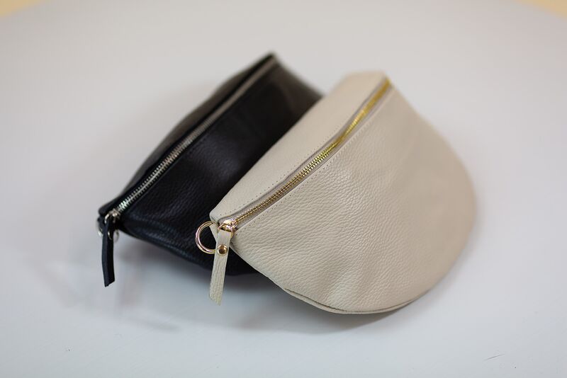 Carrie nahkalaukku M, beige/kulta