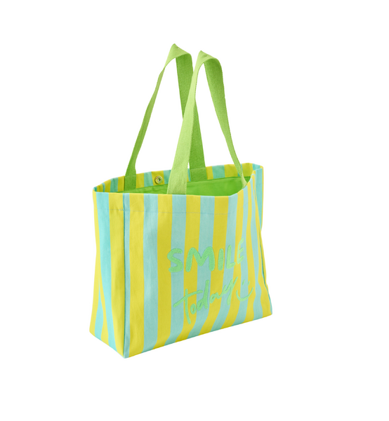 Beach bag striped, smile
