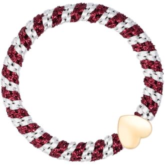 Fat hair tie with heart, candy cane mix