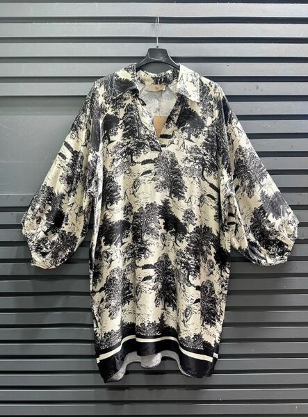 Dress with Toile De Jouy print, black