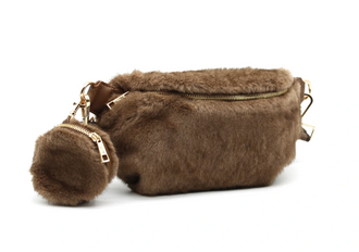 Odetta faux fur bag, taupe
