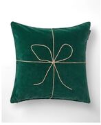 Wrapped velvet pillow cover 50x50, green/beige