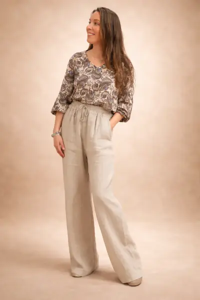 Senna pellavahousut, beige