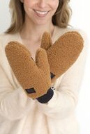 UGGfluff mitten with logo tape, chestnut