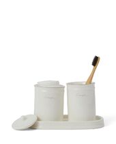 Porcelain cotton pad holder, white/beige