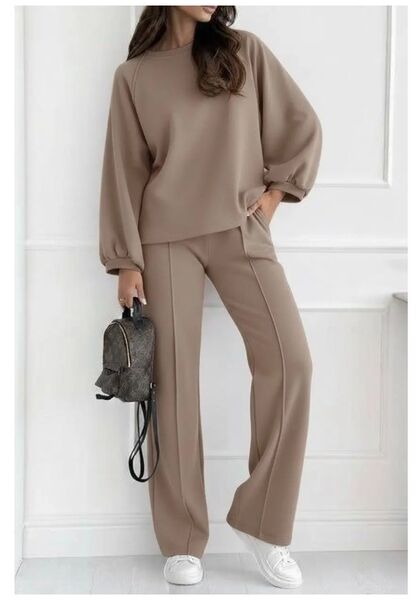 Viscose Sweatshirt & pants set, Taupe