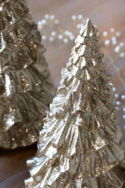 Christmas tree with glitter 20cm, champagne