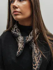 Paisley scarf, beige & black