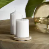 Fine rib pillar candle 7x9, white