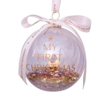 Bauble baby's first christmas 9cm, gold