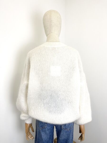 Roundneck mohair sweater, white