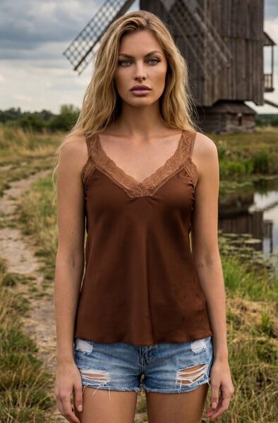 Perfect lace tank top, camel