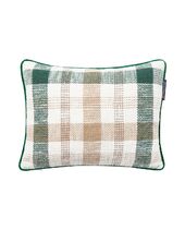 Checked recycled cotton pillow 30x40, green/beige/white