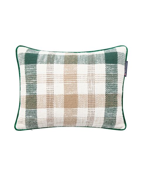Checked recycled cotton pillow 30x40, green/beige/white
