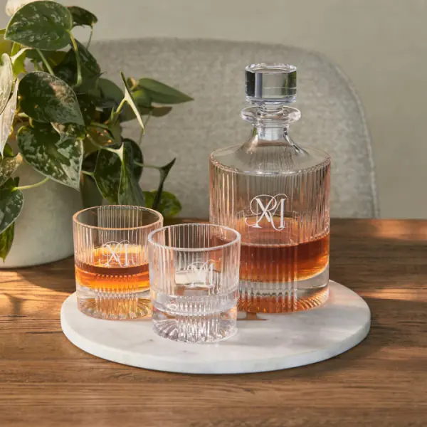 Monogram marble candle plateau