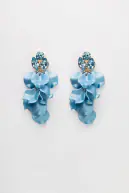 Leaf stone earrings, light blue