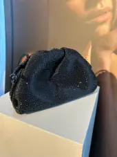 Glitter dumpling bag, black
