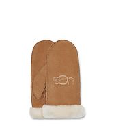 Sheepskin emb mitten, chestnut
