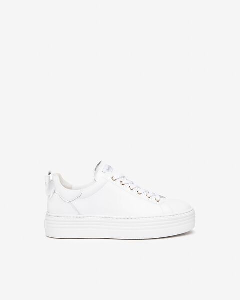 Leather sneakers with bow, white